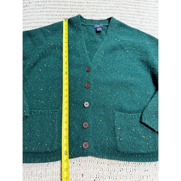 VTG The Limited America 100% Wool Cardigan Sweater Button Womens Sz Large Green - Picture 3 of 7
